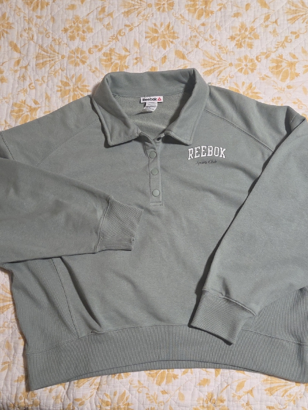 Reebok Sage Green Pullover Polo Sweatshirt